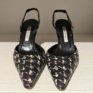 Manolo Blahnik sling back pumps.